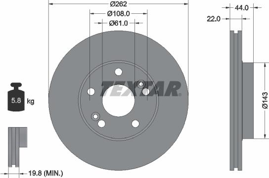 Textar 92065007 - Гальмівний диск autocars.com.ua