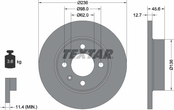 Textar 92065700 - Тормозной диск avtokuzovplus.com.ua