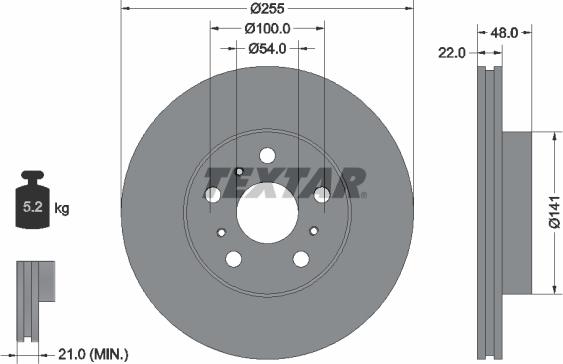 Textar 92065800 - Гальмівний диск autocars.com.ua