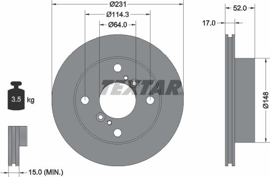 Textar 92065900 - Гальмівний диск autocars.com.ua