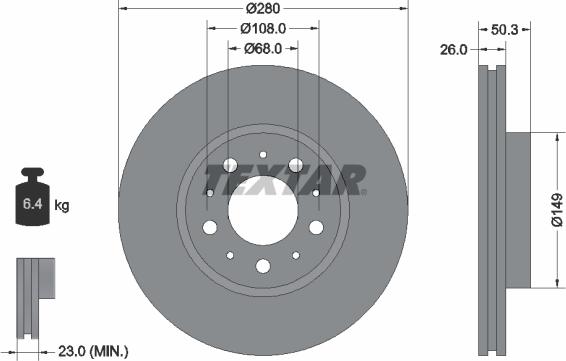 Textar 92066700 - Гальмівний диск autocars.com.ua