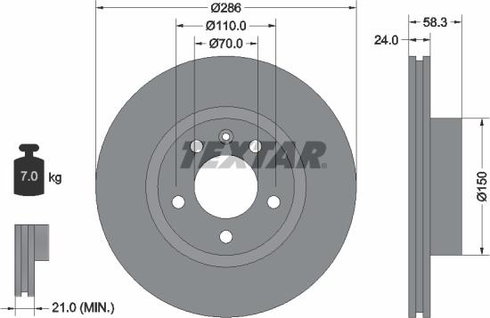 Textar 92066903 - Гальмівний диск autocars.com.ua