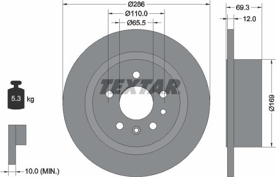 Textar 92067000 - Гальмівний диск autocars.com.ua