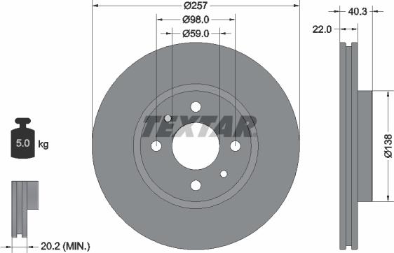 Textar 92069603 - Тормозной диск avtokuzovplus.com.ua