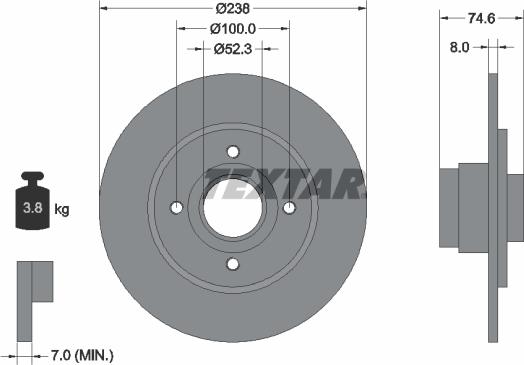 Textar 92070400 - Гальмівний диск autocars.com.ua