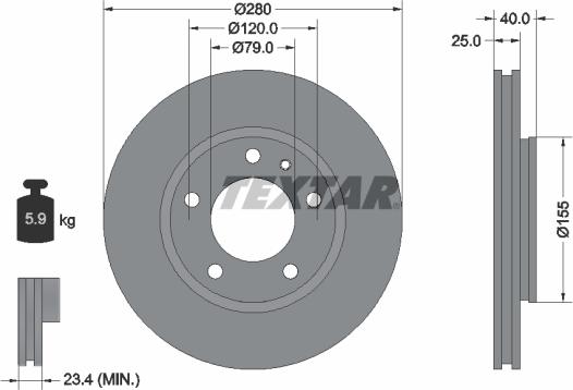 Textar 92071000 - Гальмівний диск autocars.com.ua