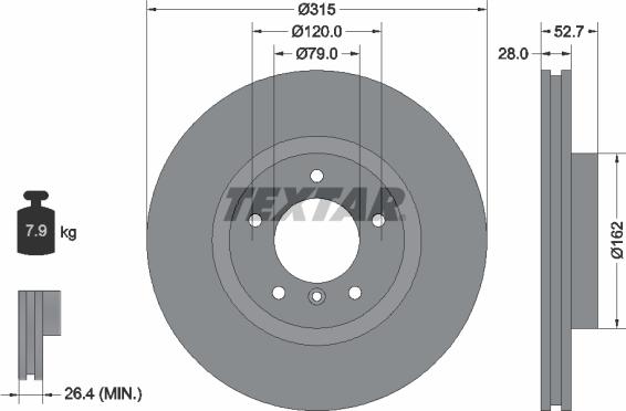 Textar 92071103 - Гальмівний диск autocars.com.ua