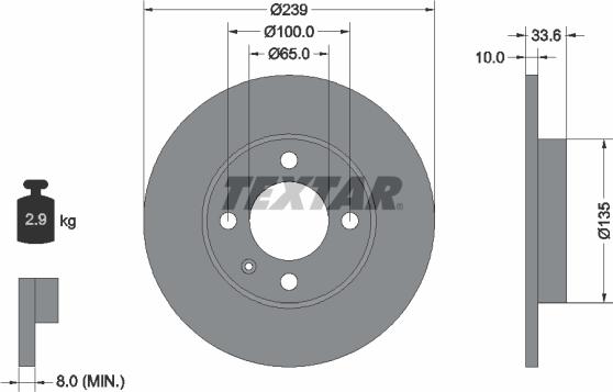 Textar 92071903 - Гальмівний диск autocars.com.ua