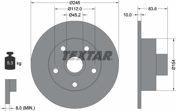 Textar 92072100 - Гальмівний диск autocars.com.ua