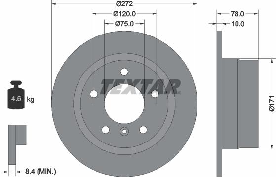 Textar 92072300 - Гальмівний диск autocars.com.ua