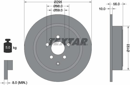 Textar 92074100 - Гальмівний диск autocars.com.ua