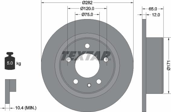 Textar 92075200 - Гальмівний диск autocars.com.ua