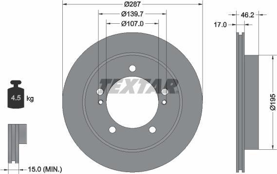 Textar 92076400 - Гальмівний диск autocars.com.ua