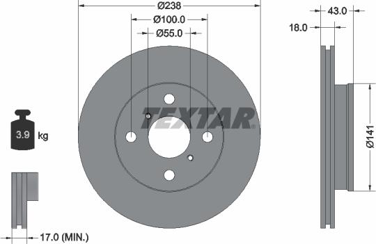 Textar 92076500 - Гальмівний диск autocars.com.ua