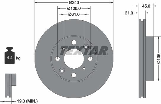 Textar 92077800 - Тормозной диск avtokuzovplus.com.ua