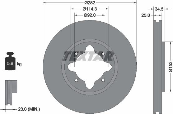 Textar 92078100 - Гальмівний диск autocars.com.ua