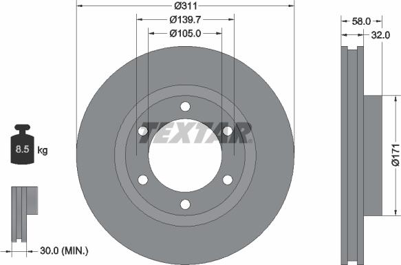 Textar 92080600 - Гальмівний диск autocars.com.ua