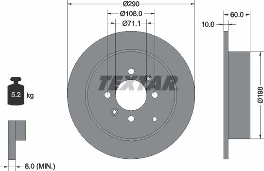 Textar 92080700 - Тормозной диск avtokuzovplus.com.ua