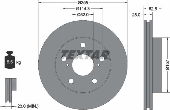 Textar 92080800 - Гальмівний диск autocars.com.ua