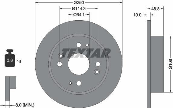 Textar 92081700 - Гальмівний диск autocars.com.ua