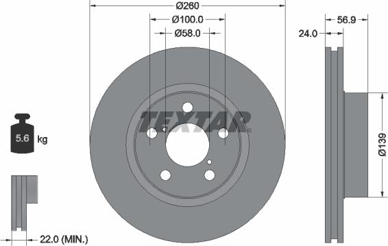 Textar 92081900 - Гальмівний диск autocars.com.ua