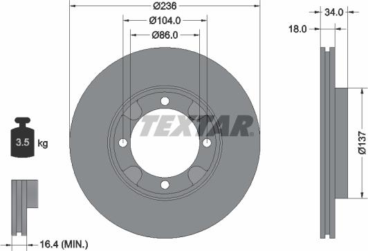 Textar 92082100 - Гальмівний диск autocars.com.ua