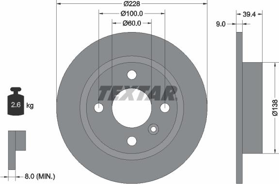 Textar 92082800 - Гальмівний диск autocars.com.ua