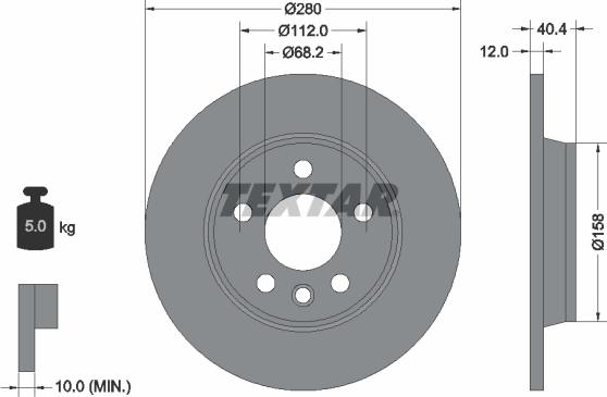 Textar 92083900 - Гальмівний диск autocars.com.ua