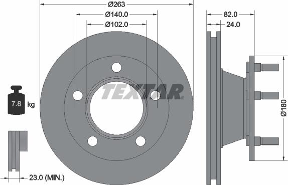 Textar 92087300 - Гальмівний диск autocars.com.ua