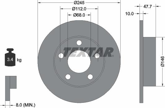 Textar 92088500 - Гальмівний диск autocars.com.ua