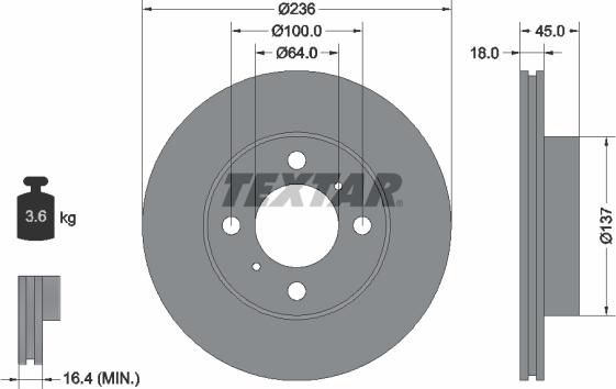 Textar 92089400 - Тормозной диск avtokuzovplus.com.ua