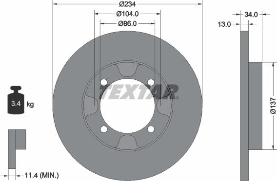 Textar 92089500 - Гальмівний диск autocars.com.ua