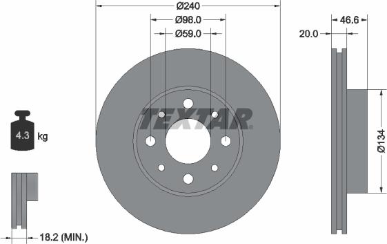 Textar 92090300 - Тормозной диск avtokuzovplus.com.ua