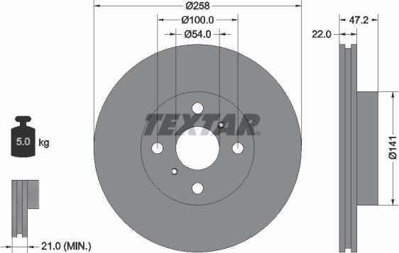 Textar 92090503 - Гальмівний диск autocars.com.ua