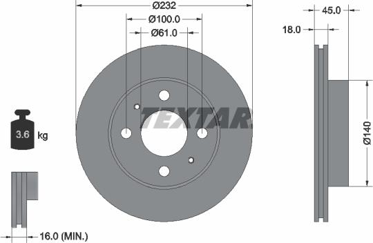 Textar 92090900 - Гальмівний диск autocars.com.ua