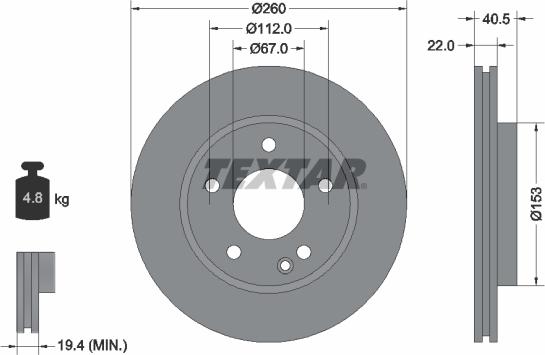 Textar 92091300 - Гальмівний диск autocars.com.ua