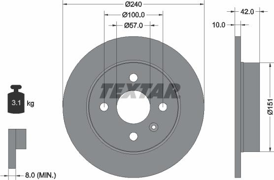 Textar 92092000 - Гальмівний диск autocars.com.ua