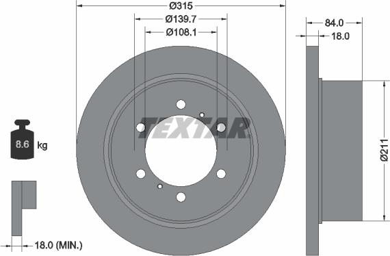 Textar 92093100 - Гальмівний диск autocars.com.ua