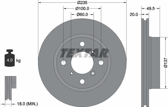 Textar 92093200 - Гальмівний диск autocars.com.ua