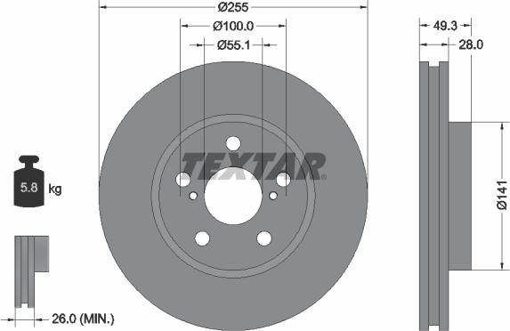 Textar 92094300 - Гальмівний диск autocars.com.ua