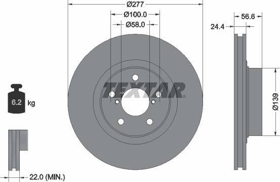 Textar 92094600 - Гальмівний диск autocars.com.ua