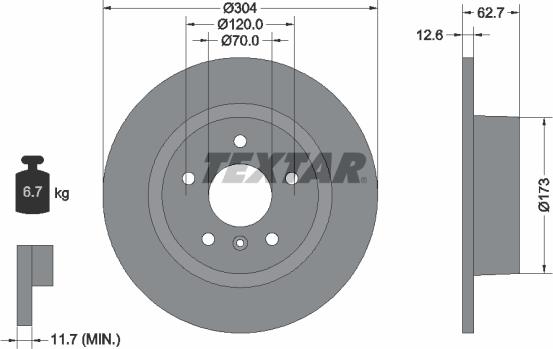 Textar 92095200 - Гальмівний диск autocars.com.ua