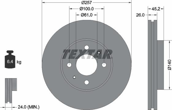 Textar 92096700 - Гальмівний диск autocars.com.ua