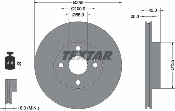 Textar 92096800 - Гальмівний диск autocars.com.ua