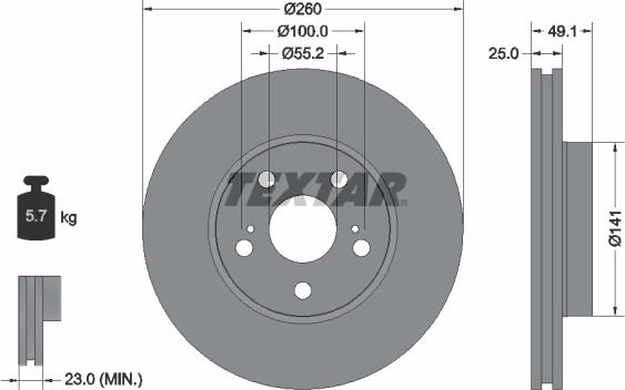 Textar 92096903 - Гальмівний диск autocars.com.ua