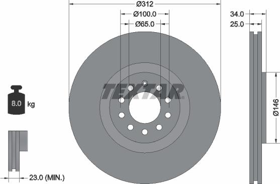 Textar 92098500 - Тормозной диск avtokuzovplus.com.ua