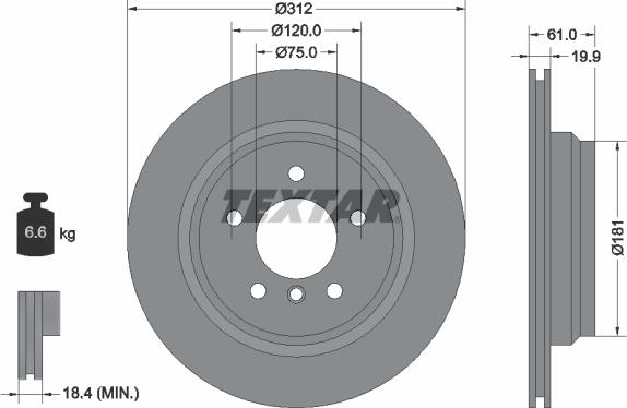 Textar 92098800 - Гальмівний диск autocars.com.ua