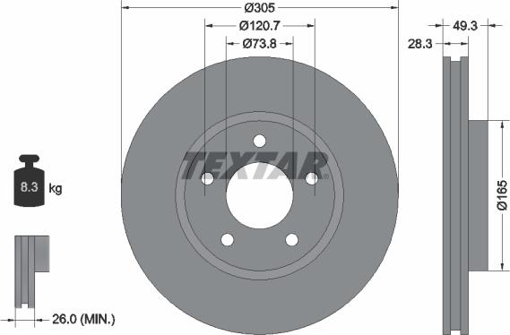 Textar 92098900 - Гальмівний диск autocars.com.ua