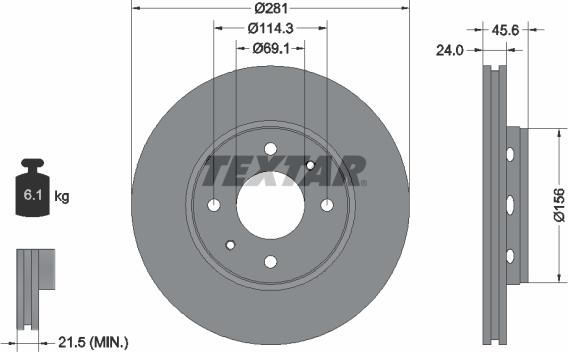 Textar 92100403 - Гальмівний диск autocars.com.ua