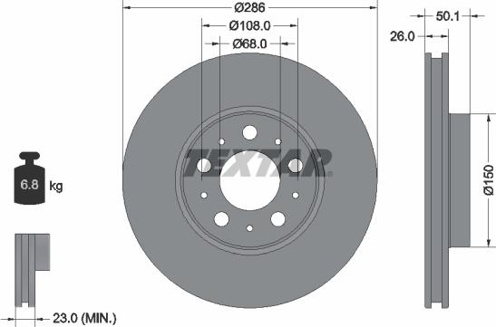 Textar 92100500 - Тормозной диск avtokuzovplus.com.ua